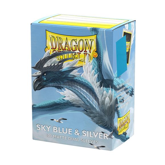 Dragon Shield Sleeves: Standard DUAL- Matte Sky Blue & Silver (100 ct.)