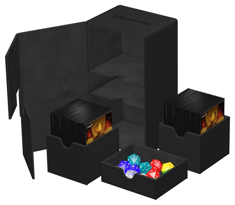 Ultimate Guard: Deck Case: Twin Flip´n´Tray 200+ Standard Size Monocolor- Black