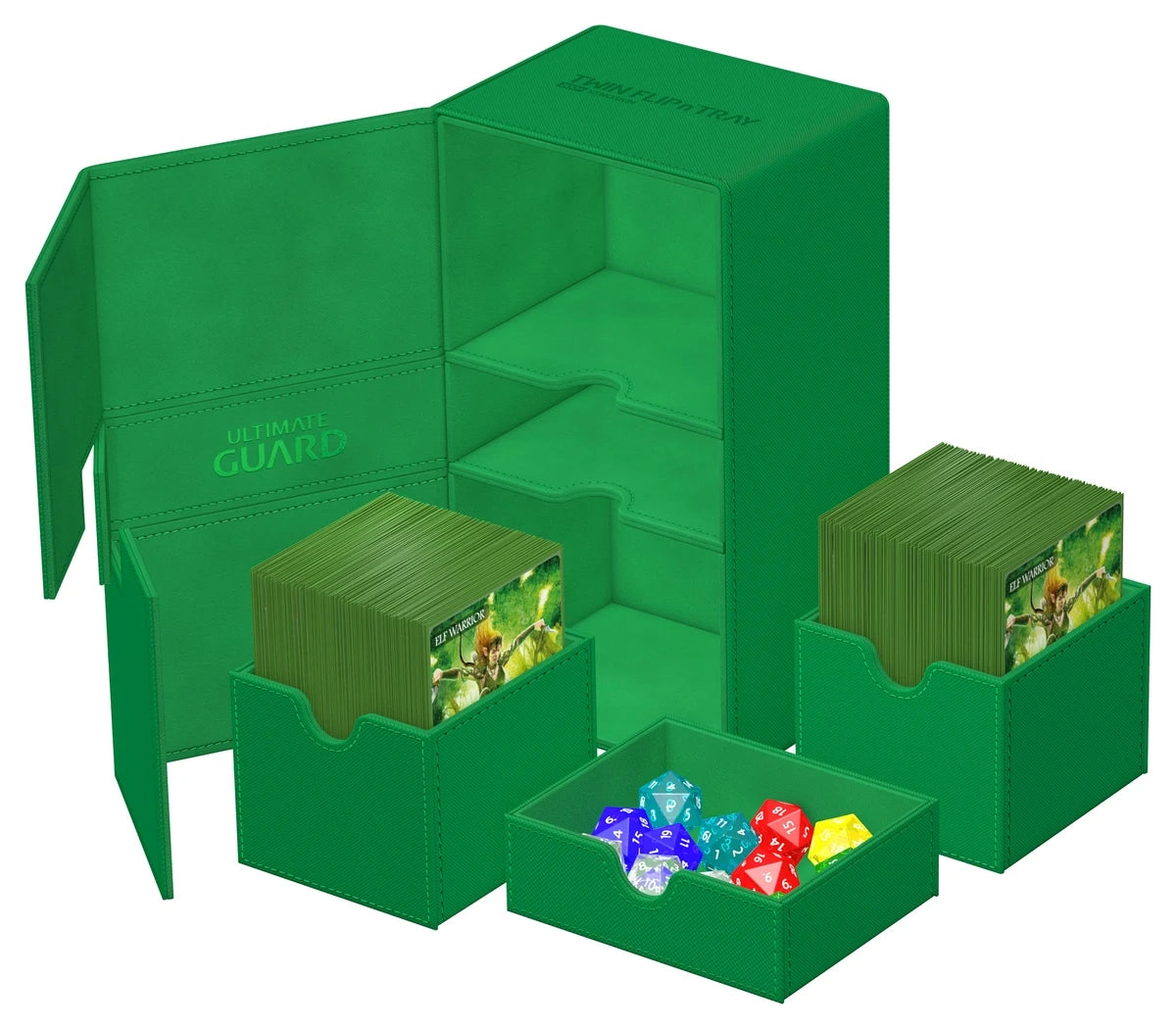 Ultimate Guard: Deck Case: Twin Flip´n´Tray 200+ Standard Size Monocolor- Green