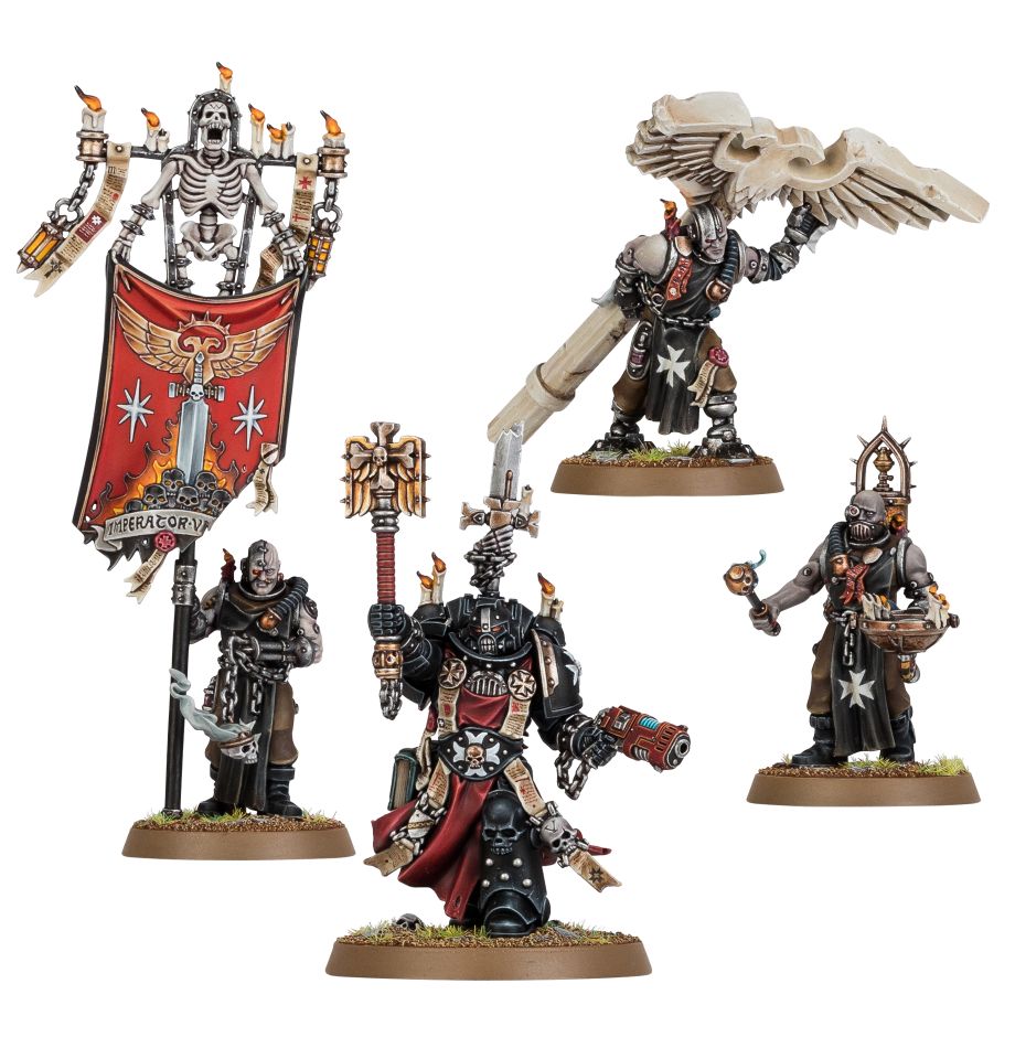 Warhammer 40k:  Black Templars Chaplain Grimaldus & Retinue