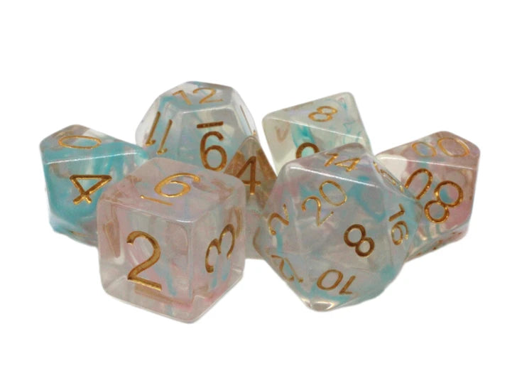 Old School 7 Piece DnD RPG Dice Set: Luminous - Bedtime Story