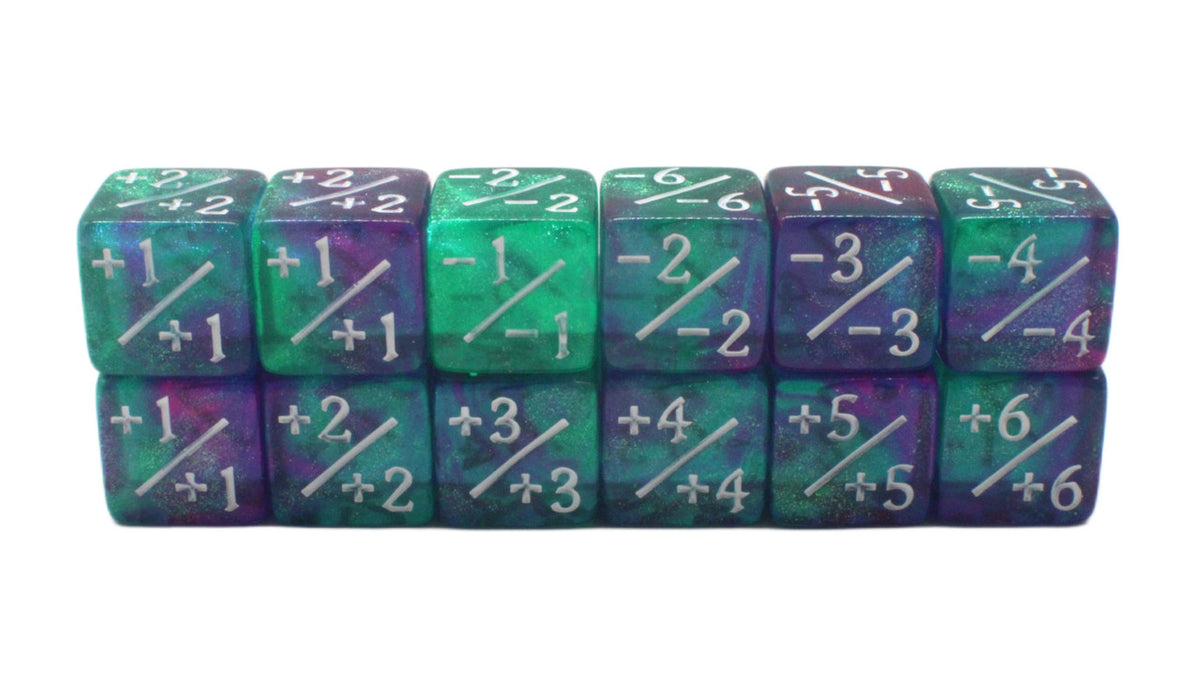 Old School Dice: +/- Counter Dice 12ct Set - Galaxy - Cosmic Stardust