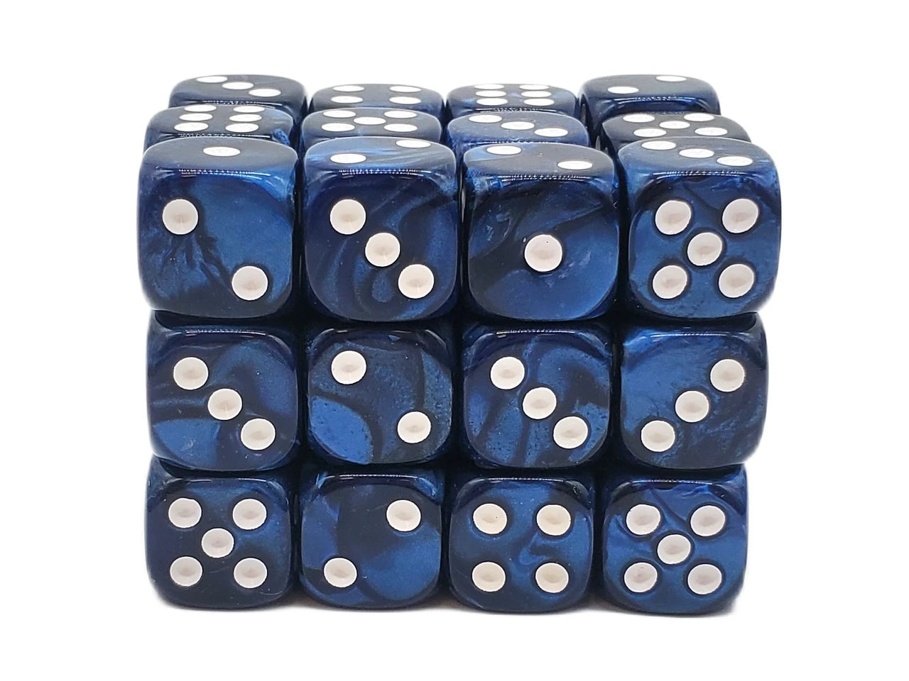 Old School Dice: D6 - 12mm - Pearl Drop - Blue