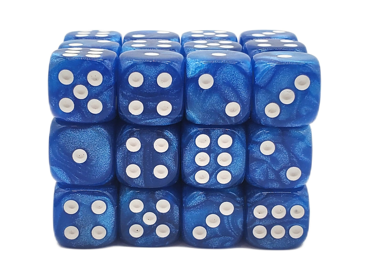 Old School Dice: D6 - 12mm - Pearl Drop - Shimmer Blue
