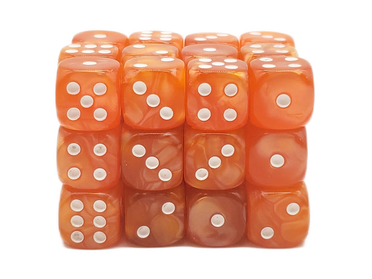 Old School Dice: D6 - 12mm - Pearl Drop - Orange