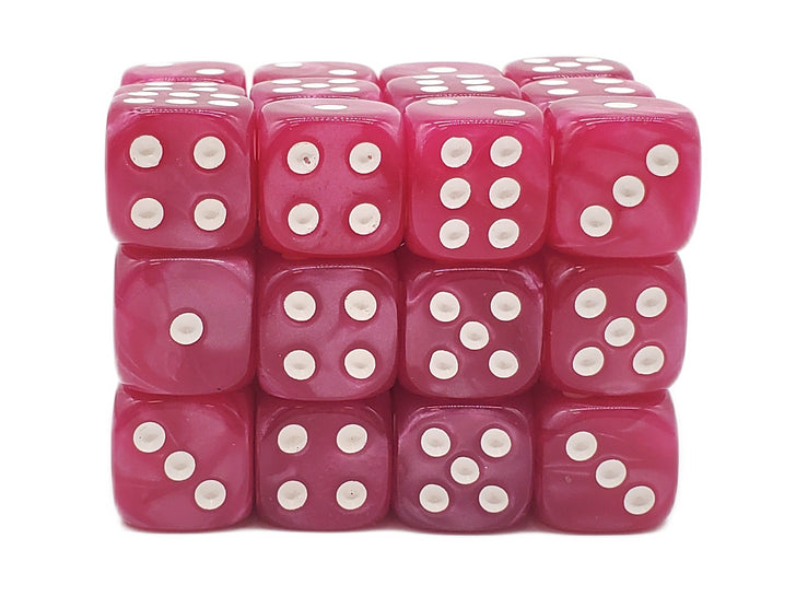 Old School Dice: D6 - 12mm - Pearl Drop - Pink