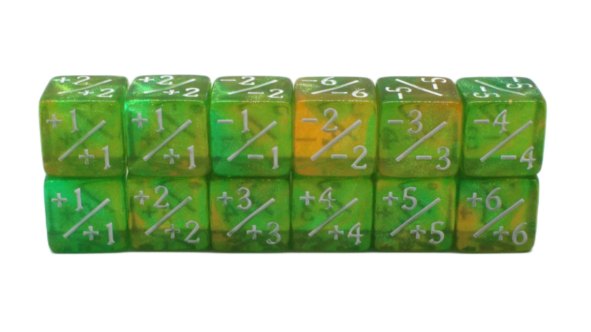 Old School Dice: +/- Counter Dice 12ct Set - Galaxy - Fairy Lights
