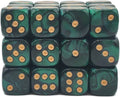 Old School Dice: D6 - 12mm - Vorpal - Green & Black w/ Gold
