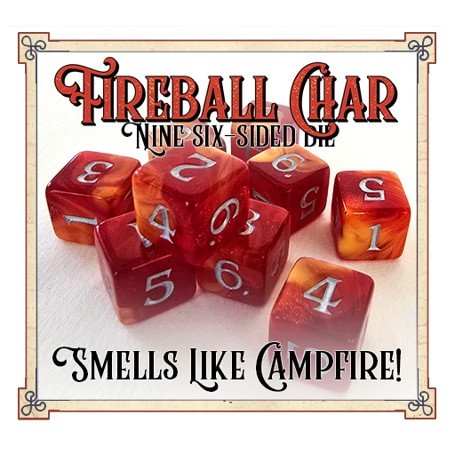 9d6 Scented Dice: Fireball Char